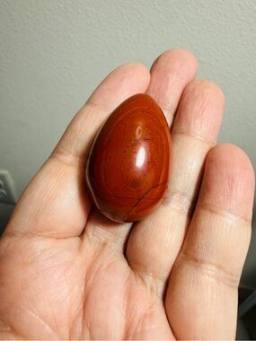 Natural Red Jasper Carved Egg | Root Chakra | Supreme Nurturer Worry Palm Stone